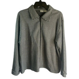 Sostanza Houndstooth Long Sleeve Full Zip Cotton Jacket Plus‎ Size 18W